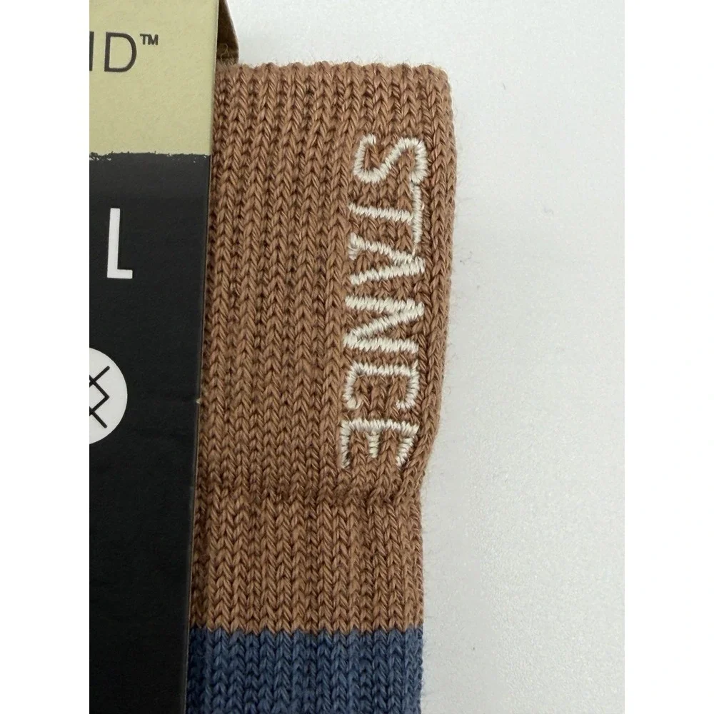 Stance Strata Crew Socks Brown Striped Butter Blend A556D25SRA Large NWT
